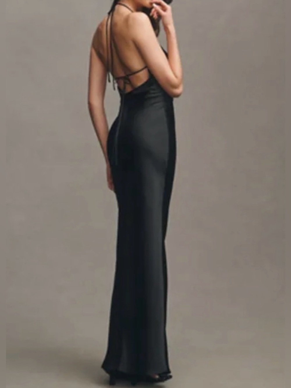 BHLDN Black Satin Dress with Thin Straps - Picture 2 of 5